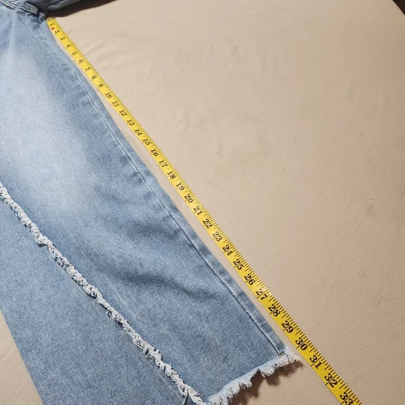 1030 T.E.N.T.H.I.R.T.Y Low Rise Wide Leg Frayed Denim Blue Jeans Size 1/25  NWT - Picture 12 of 14